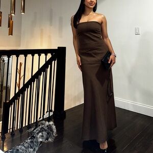 ZARA Elegant Brown Strapless Dress